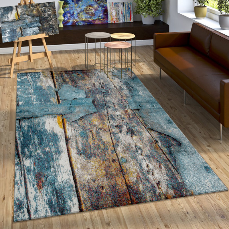 Borough Wharf Ryan Turquoise/Yellow Rug & Reviews Wayfair.co.uk